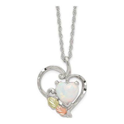 Sterling Silver Black Hills Opal Heart Pendant Necklace
