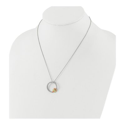 Sterling Silver CZ Circle Pendant Necklace – view 3