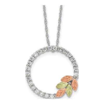 Sterling Silver CZ Circle Pendant Necklace