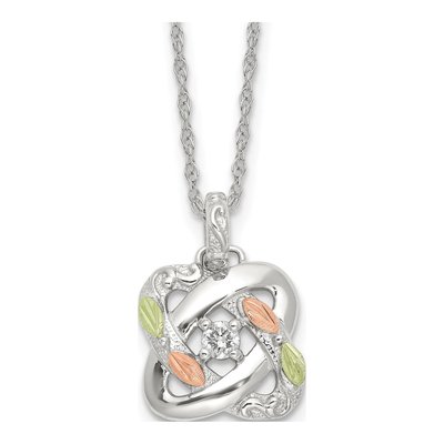 Sterling Silver 1/7 ct tw Diamond Love Knot Pendant Necklace