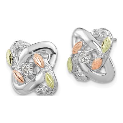 Sterling Silver 1/10 ct tw Round Diamond Love Knot Stud Earrings – view 2