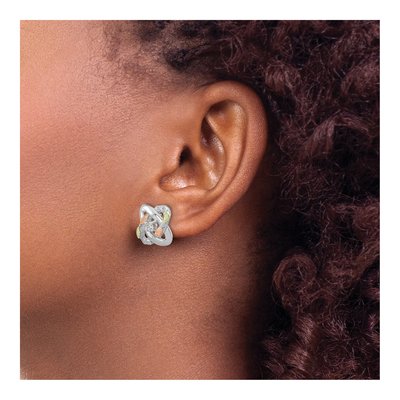 Sterling Silver 1/10 ct tw Round Diamond Love Knot Stud Earrings – view 3