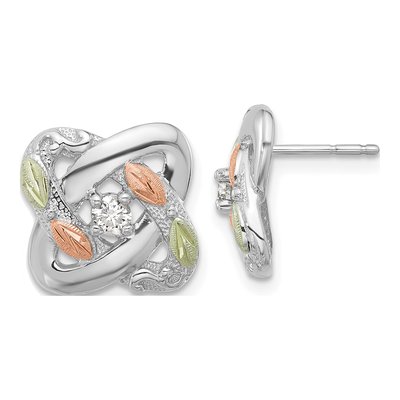 Sterling Silver 1/10 ct tw Round Diamond Love Knot Stud Earrings