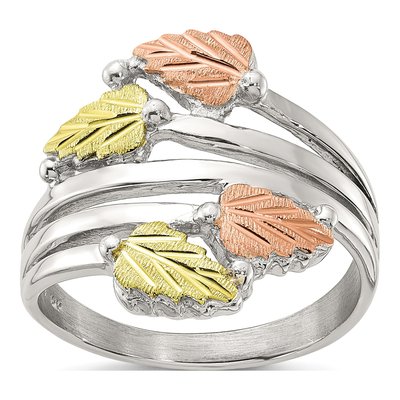 Sterling Silver Black Hills Bypass Leaf Ring