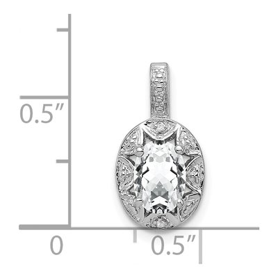 Sterling Silver White Topaz & Diamond Pendant – view 5