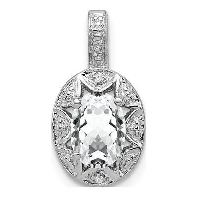 Sterling Silver White Topaz & Diamond Pendant