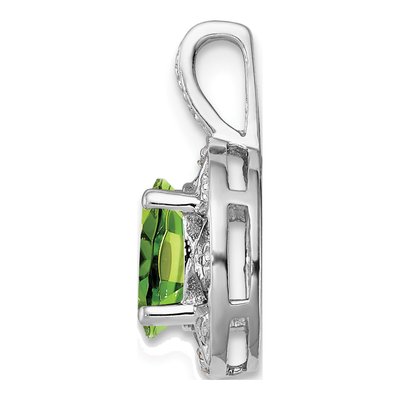 Sterling Silver Peridot & Diamond Birthstone Pendant – view 3