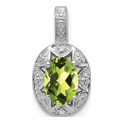 Sterling Silver Peridot & Diamond Birthstone Pendant