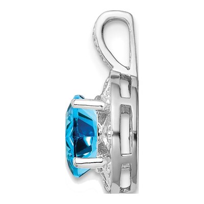 Sterling Silver Swiss Blue Topaz & Diamond Pendant – view 3