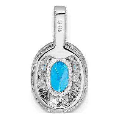 Sterling Silver Swiss Blue Topaz & Diamond Pendant – view 4