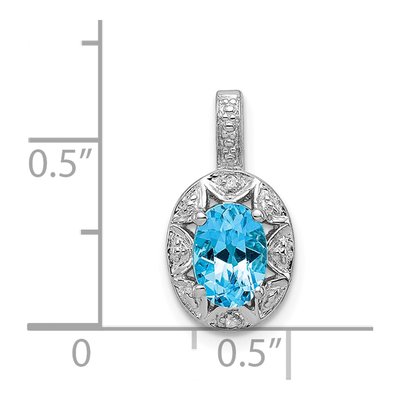 Sterling Silver Swiss Blue Topaz & Diamond Pendant – view 5