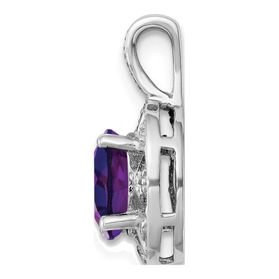 Sterling Silver Amethyst & Diamond Birthstone Pendant – view 3