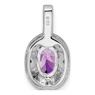 Sterling Silver Amethyst & Diamond Birthstone Pendant – view 4