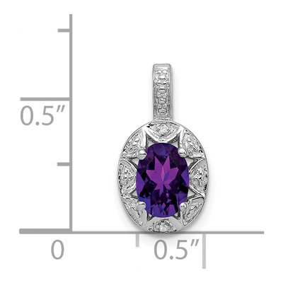 Sterling Silver Amethyst & Diamond Birthstone Pendant – view 5