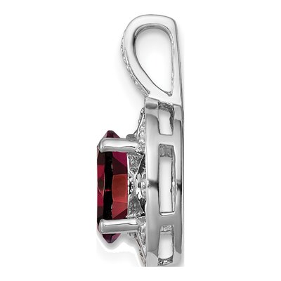 Sterling Silver Garnet & Diamond Birthstone Pendant – view 3