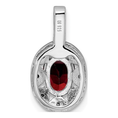 Sterling Silver Garnet & Diamond Birthstone Pendant – view 4