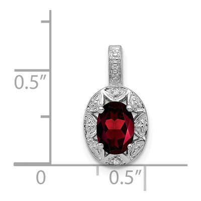 Sterling Silver Garnet & Diamond Birthstone Pendant – view 5