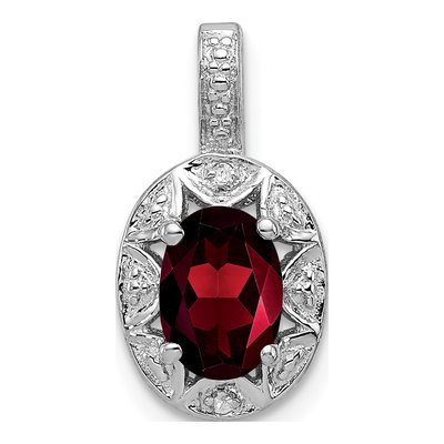 Sterling Silver Garnet & Diamond Birthstone Pendant