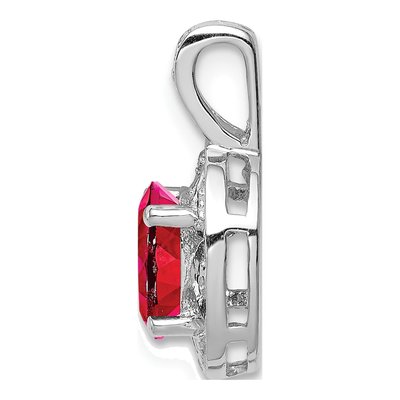 Sterling Silver Lab-Created Ruby & Diamond Pendant – view 3
