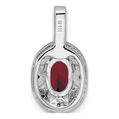 Sterling Silver Lab-Created Ruby & Diamond Pendant – view 4