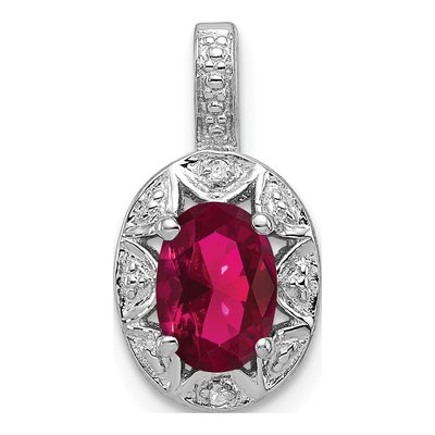 Sterling Silver Lab-Created Ruby & Diamond Pendant