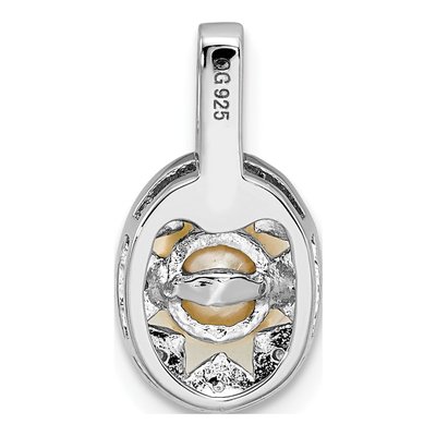 Sterling Silver Freshwater Cultured Pearl & Diamond June Birthstone Pendant – view 4