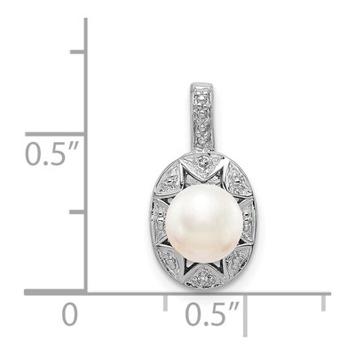 Sterling Silver Freshwater Cultured Pearl & Diamond June Birthstone Pendant – view 5