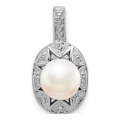 Sterling Silver Freshwater Cultured Pearl & Diamond June Birthstone Pendant