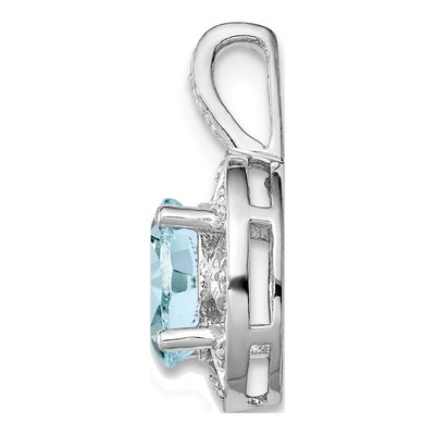 Sterling Silver Aquamarine & Diamond Pendant – view 3