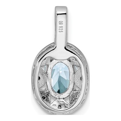 Sterling Silver Aquamarine & Diamond Pendant – view 4