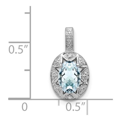 Sterling Silver Aquamarine & Diamond Pendant – view 5