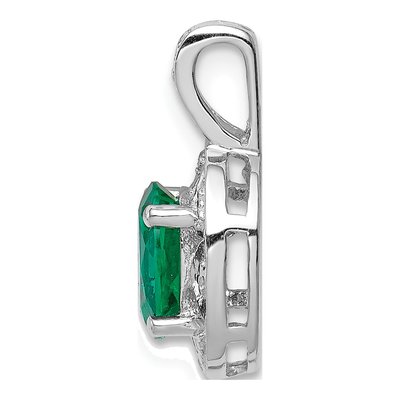 Sterling Silver Lab-Created Emerald & Diamond Pendant – view 3