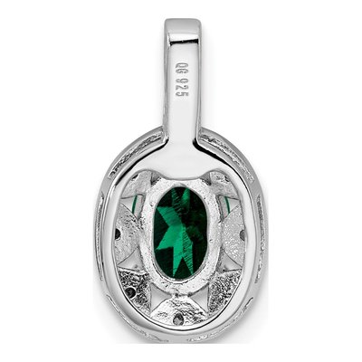Sterling Silver Lab-Created Emerald & Diamond Pendant – view 4