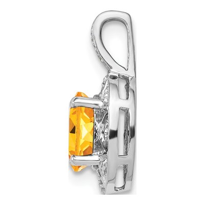 Sterling Silver Citrine & Diamond Birthstone Pendant – view 2