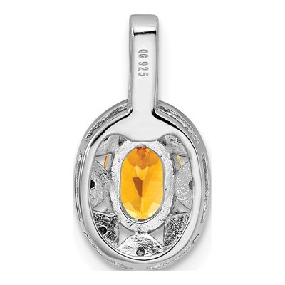 Sterling Silver Citrine & Diamond Birthstone Pendant – view 3