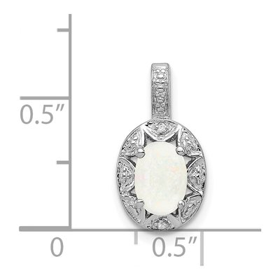 Sterling Silver Lab-Created Opal & Diamond October Birthstone Pendant – view 3