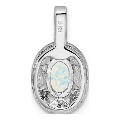 Sterling Silver Lab-Created Opal & Diamond October Birthstone Pendant – view 4
