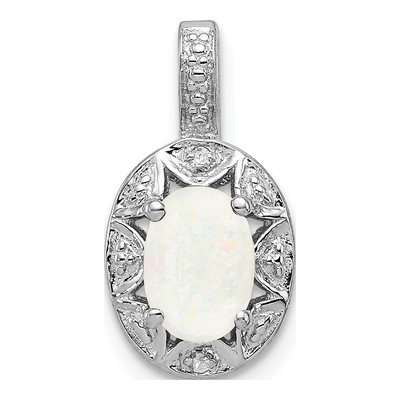 Sterling Silver Lab-Created Opal & Diamond October Birthstone Pendant