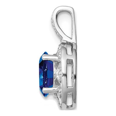 Sterling Silver Lab-Created Sapphire & Diamond Pendant – view 3