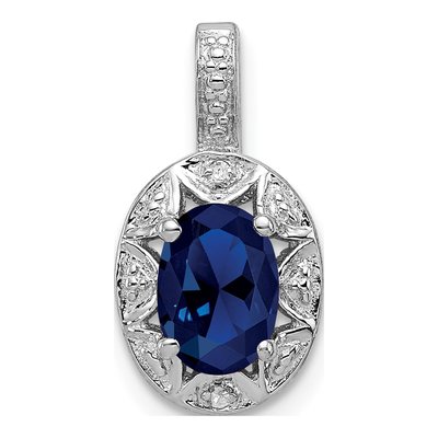 Sterling Silver Lab-Created Sapphire & Diamond Pendant