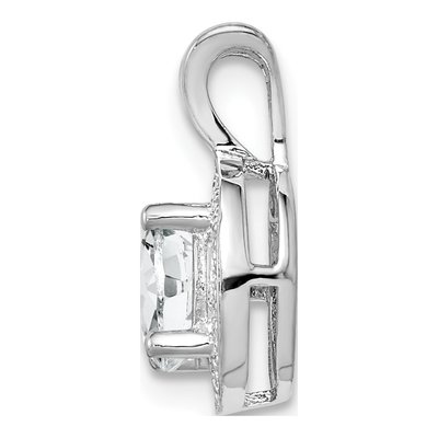 Sterling Silver White Topaz & Diamond Birthstone Pendant – view 3
