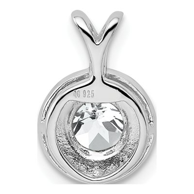 Sterling Silver White Topaz & Diamond Birthstone Pendant – view 4