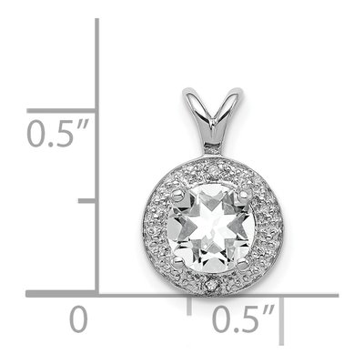 Sterling Silver White Topaz & Diamond Birthstone Pendant – view 5