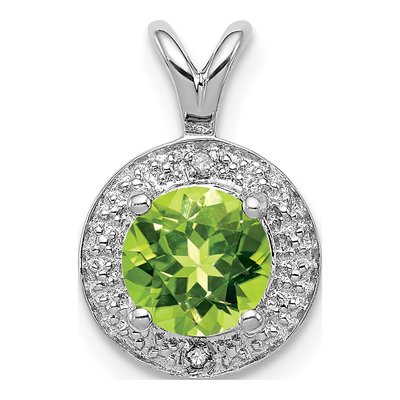 Sterling Silver Peridot & Diamond Pendant