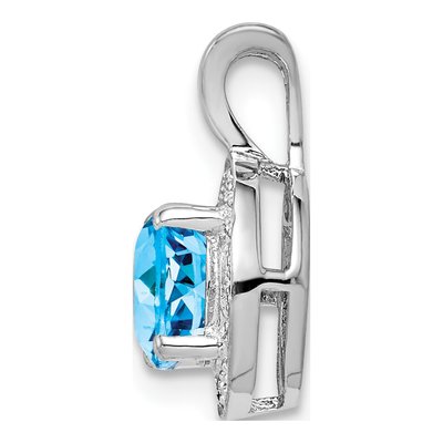 Sterling Silver Swiss Blue Topaz & Diamond Pendant – view 3