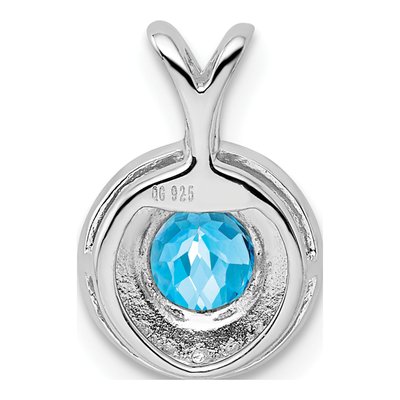 Sterling Silver Swiss Blue Topaz & Diamond Pendant – view 4