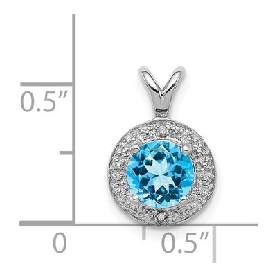 Sterling Silver Swiss Blue Topaz & Diamond Pendant – view 5