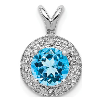 Sterling Silver Swiss Blue Topaz & Diamond Pendant