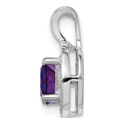 Sterling Silver Amethyst & Diamond Pendant – view 3