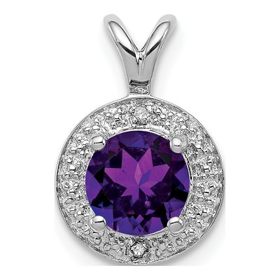 Sterling Silver Amethyst & Diamond Pendant